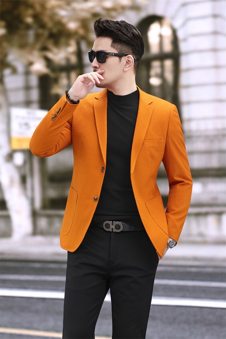 春季新款便西男士格子西装休闲西服外套7817P145225,男装西服套装,电商D225-1