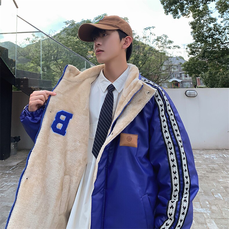 roora情侣羊羔毛两面穿棉服外套男冬季加绒加厚oversizePU皮棉衣,男装皮衣,星座207