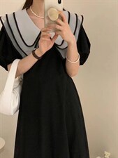 韩版黑色连衣裙，女装连衣裙，青菜萝卜