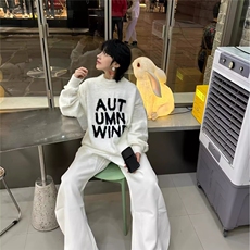 潮美式字母仿貂绒毛衣男女2025秋冬季加厚高街情侣针织衫上衣，男装针织衫/毛衣，星座506A