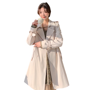 气质修身双排扣系带风衣2C081-6002P165K258图片