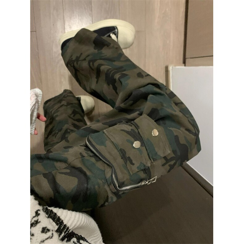 迷彩工装裤子男春夏季美式复古高街抽绳阔腿休闲长裤K066,男装工装外套,星座1116A（原606A-3）