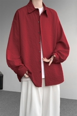 8XL-M泡泡纱盐缩肌理长袖衬衫男夏季冰丝外套防晒衬衣CS29007P40，男装衬衫，电商B312