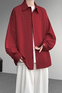 8XL-M泡泡纱盐缩肌理长袖衬衫男夏季冰丝外套防晒衬衣CS29007P40图片
