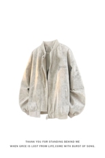 GENIOLAMODE美式vintage棒球服男秋季夹克高街痞帅扎染外套皮衣潮，男装夹克，电商A001