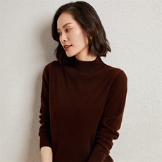 半高领35%羊绒衫女2024秋冬新款堆堆领宽松内搭打底针织衫，女装羊绒衫，缇曼羊绒