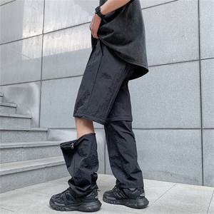 两穿休闲裤男韩版潮流紫色个性帅气2024秋夏防水ins长裤K4363-P43图片