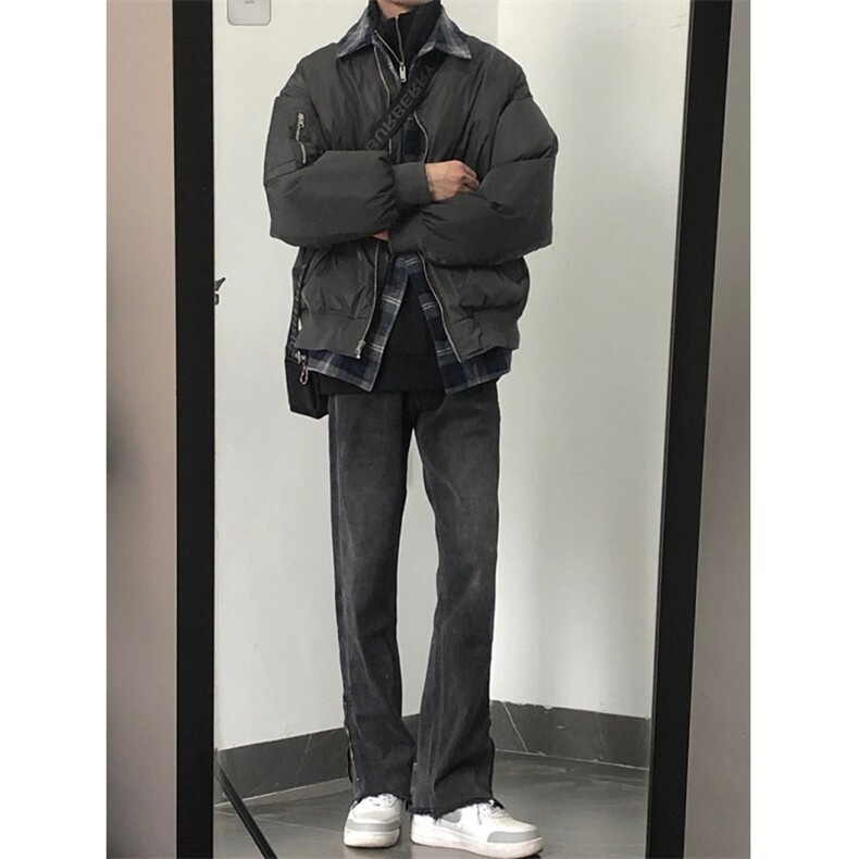 现货！假两件毛呢格子拼接夹克棉衣1005-MY023-P98,男装夹克,星座1005