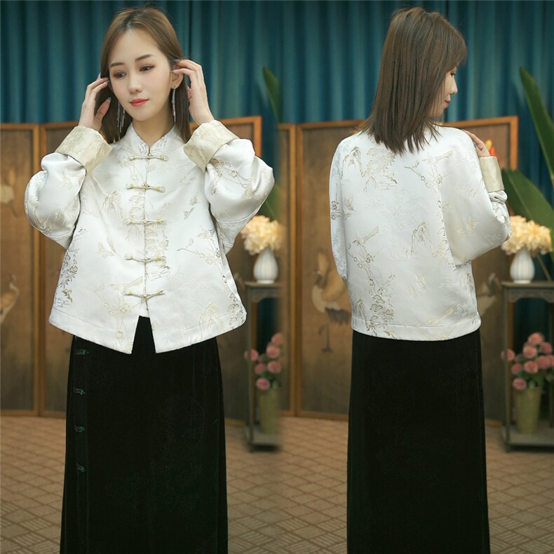 现货2024春季新款简约刺绣盘扣衬衫新中式穿搭上衣B021，女装衬衫，非你不可新中式