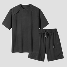 男士套装2026新款夏季工装短裤休闲运动服两件套男装，男装休闲套装，星座914