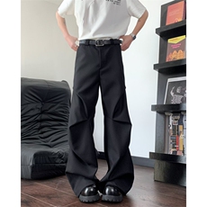 褶皱高街休闲西裤男女韩版潮流垂感帅气2026夏季ins长裤K6275-P50，男装西裤，星座412-2