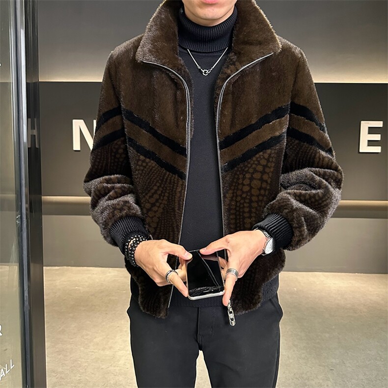 冬季男士时尚加厚仿皮草保暖爸爸装商务夹克外套ZX8960-P245,男装夹克,星座1105-3