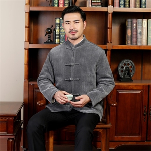 风唐装中老年90绒羽绒服复古盘扣羽绒服外套中式爸爸男装图片