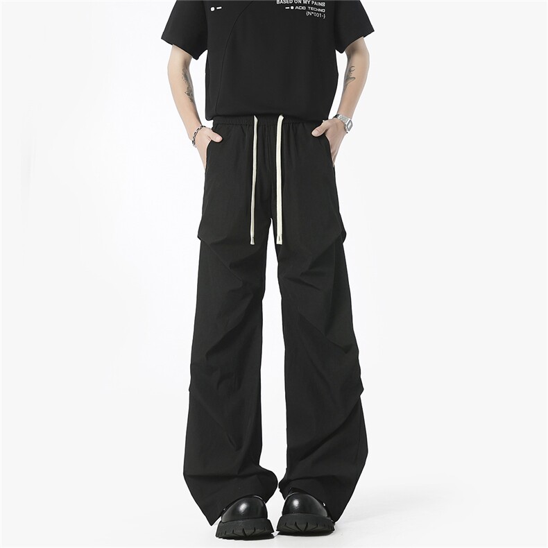 速干褶皱冰丝裤2025夏装宽松休闲裤透气山本裤K2103-P28,男装休闲裤,电商042