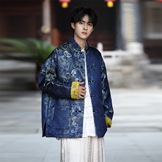 中式中性风潮加厚色天香提花金属盘扣立领唐装夹克JK103，男装夹克，星座305A（原312A-1）