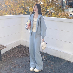 运动风穿搭卫衣套装女春秋2025新款超火好看高级感阔腿裤两件套装图片