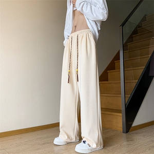 8XL-M 特大码港风阔腿裤男垂感拖地裤休闲裤子宽松运动裤K935P40图片