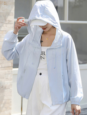 现货薄款透气轻薄连帽开衫多巴胺外穿通勤外套女，女装防晒衣，韩蔻秀