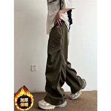 美式潮牌工装伞兵裤男新款秋冬季潮牌宽松加绒直筒休闲裤XL15-P47，男装工装外套，星座208-5