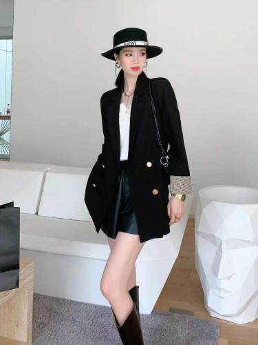 现货，袖口格子西装，女装西装，依柏璐