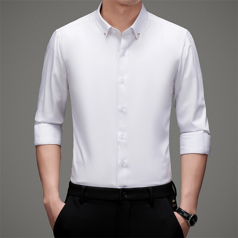 新款男士长袖衬衫商务休闲衬衣秋季上衣服高端中年时尚百搭男装,男装衬衫,电商B212（原钱塘6029）