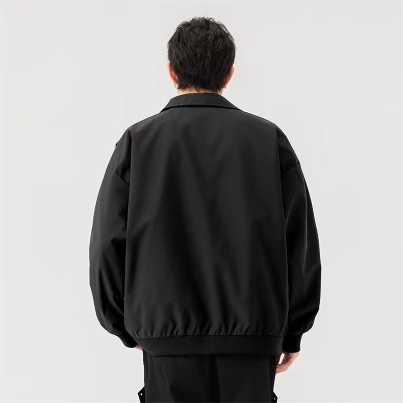 GENIOLAMODE酒红色早秋短款工装夹克男高级感情侣棒球服痞帅外套,男装夹克,星座208-5