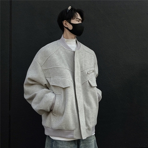美式潮系夹棉绒毛呢外套 飞行服冬季加厚棒球服棉服893 P125图片
