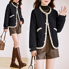 短款外套女2023新款冬季夹棉夹克秋冬薄款时尚棉衣棉服，女装棉衣/棉服，贵人树