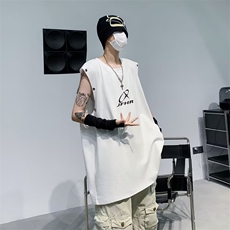无袖t恤男夏季潮牌宽松坎肩男生运动健身篮球砍袖背心上衣，男装T恤，星座716-3