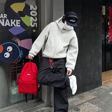 抖音得物高品质26春装美式高街重磅宽松结构高领连帽卫衣外套W60，女装短外套，电商A486