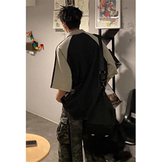 美式复古街头学院风Polo领拼接撞色短袖T恤男女宽松上衣insT165，男装Polo衫，星座1116A（原606A-3）
