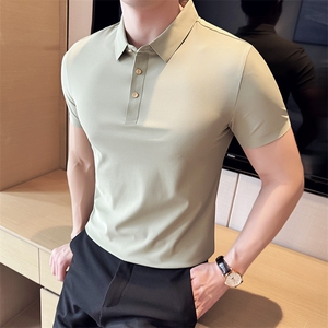 大码品质16色商务弹力无痕polo衫短袖男士冰丝翻领T恤-T0701-P60图片