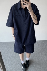 8XL-M日系工装短袖衬衫男夏季POLO衫t恤休闲运动套装TZ38004特P55，男装Polo衫，电商B312