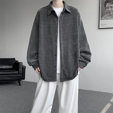 8XL-M鱼骨纹小香风衬衫男生春秋衬衣宽松慵懒垂感外套CS29009P45，男装衬衫，电商B312