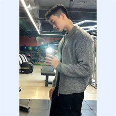 【有货】DM330-P75美式灰色针织开衫外套男慵懒风海马毛休闲毛衣，男装针织衫/毛衣，星座603-2