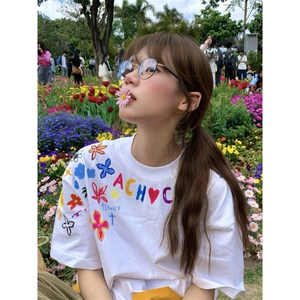 H0511-p35 夏季百搭时尚宽松短袖t恤女图片