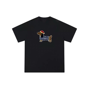 小狗刺绣纯棉250克宽松百搭短袖ZX0183-特批33图片