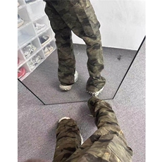 美式复古微喇叭迷彩工装牛仔裤男女新款休闲马蹄裤子LN12200-P62，男装牛仔裤，星座1008