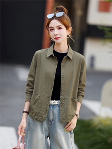 短外套女水洗棉外套图片
