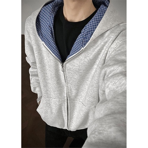 抖音得物高品质二开 26春季美式潮牌两面穿连帽卫衣开衫男女外套图片