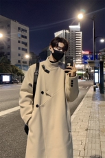 517A-8-Y67-P135现货高品质韩系不规则金属扣中长款毛呢大衣，男装毛呢大衣，星座517A-8（原B282）