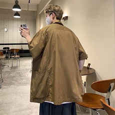工装衬衫男港风潮流多口袋痞帅个性2024夏季新款ins外套CY852-P35，男装衬衫，星座412-2