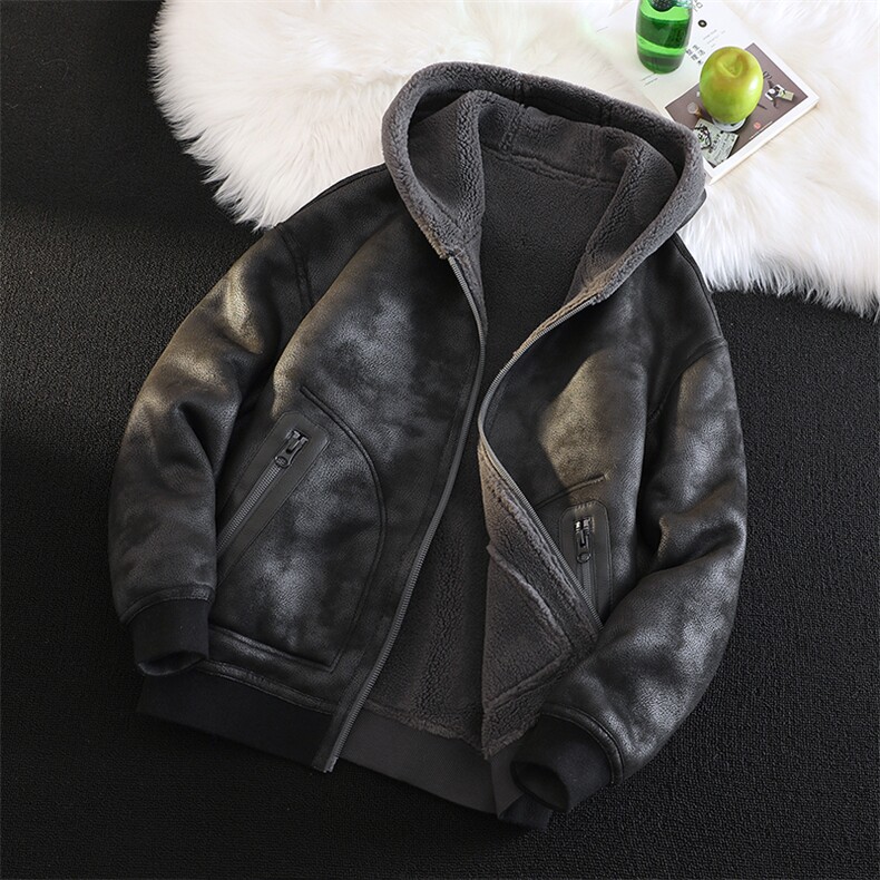 毛毯风正反两穿冬季保暖外套皮毛一体夹克羊羔毛连帽8910-p235，男装棉衣，星座815-1（原A203A）