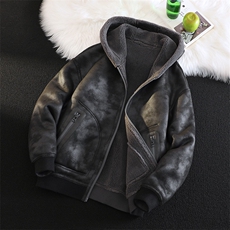 毛毯风正反两穿冬季保暖外套皮毛一体夹克羊羔毛连帽8910-p235，男装棉衣，星座815-1（原A203A）