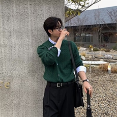 网络图男士针织开衫新款百搭小众设计麻花纹高端毛衣，男装针织衫/毛衣，星座410-6（原星座1304-1）