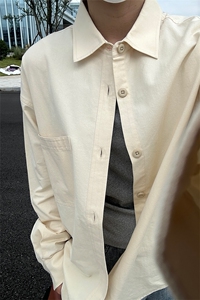 棉纯棉衬衫成衣水洗休闲衬衫男女宽松纯色衬衣 GC15-P35图片