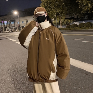 情侣装冬装 双面穿 条纹织带棉服 拼色棉衣休闲外套男 G1101 P138图片