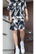 短袖衬衫男+短裤男潮流休闲套装男M-5XL大码TZ78704P50控98模特图，男装休闲套装，星座226-1