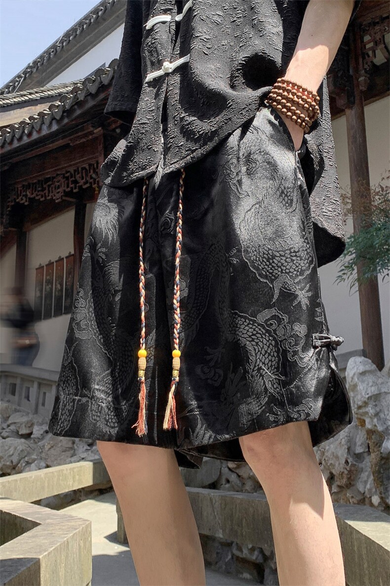 ！2025夏季新款男士龙纹风短裤冰丝五分裤DK272特P33,男装休闲裤,电商B220
