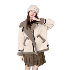 2023年冬季新款羊羔毛短外套82518-P195-K296，女装羊羔毛/颗粒绒，辉之琳